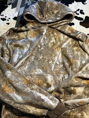 Camo Print Hooded Sweatshirt - Taupe/Beige